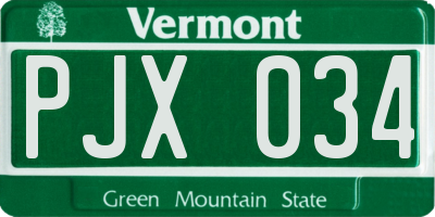 VT license plate PJX034