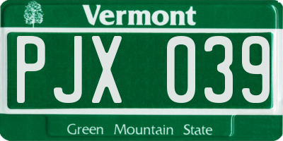 VT license plate PJX039
