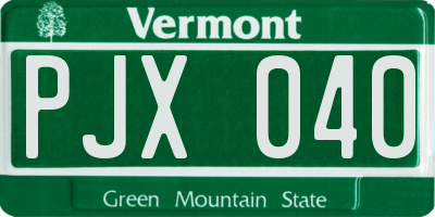 VT license plate PJX040