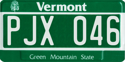 VT license plate PJX046