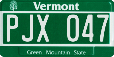 VT license plate PJX047