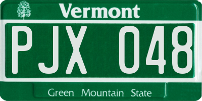 VT license plate PJX048