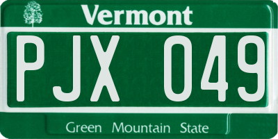 VT license plate PJX049