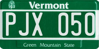 VT license plate PJX050