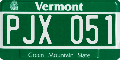 VT license plate PJX051