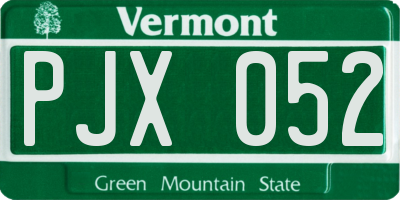 VT license plate PJX052