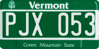 VT license plate PJX053