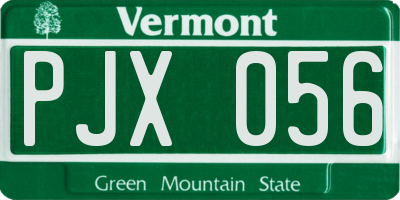 VT license plate PJX056