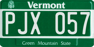 VT license plate PJX057