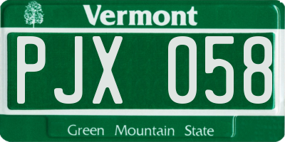 VT license plate PJX058
