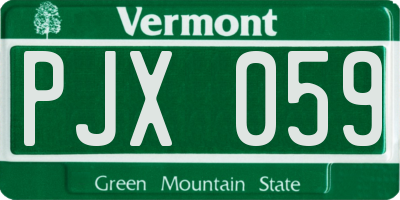 VT license plate PJX059