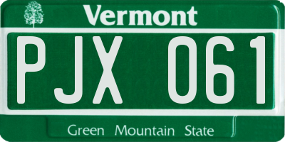 VT license plate PJX061