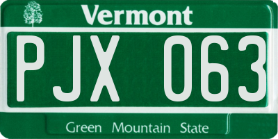 VT license plate PJX063