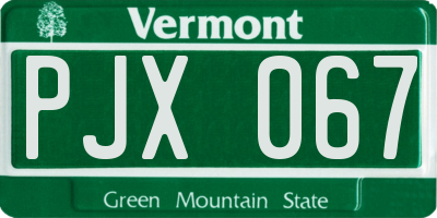 VT license plate PJX067