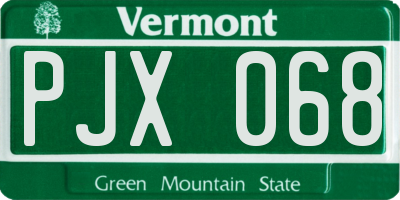 VT license plate PJX068