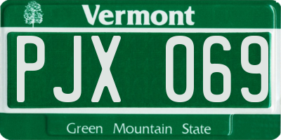 VT license plate PJX069