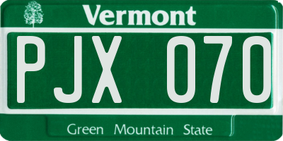 VT license plate PJX070