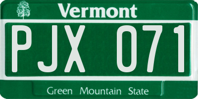 VT license plate PJX071