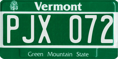 VT license plate PJX072