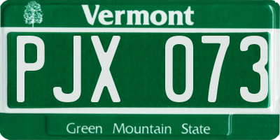 VT license plate PJX073