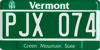 VT license plate PJX074