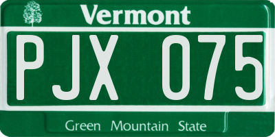 VT license plate PJX075