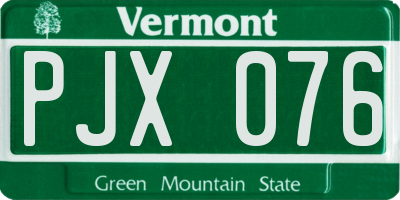 VT license plate PJX076