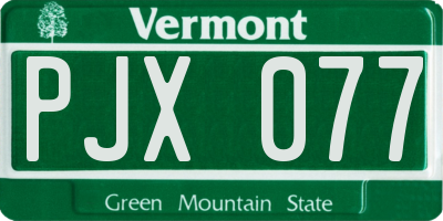 VT license plate PJX077