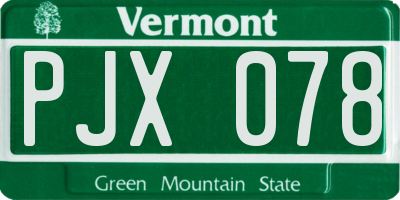 VT license plate PJX078