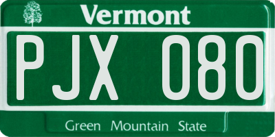 VT license plate PJX080