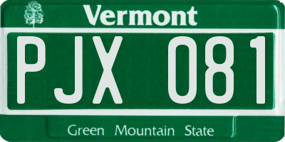VT license plate PJX081