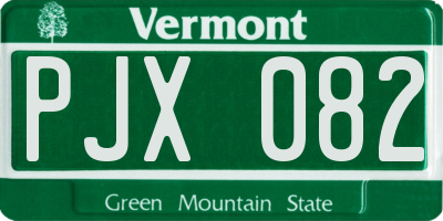 VT license plate PJX082