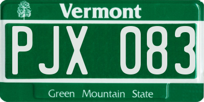 VT license plate PJX083