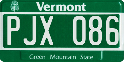 VT license plate PJX086