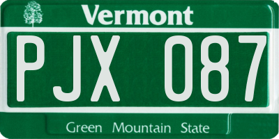VT license plate PJX087