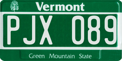 VT license plate PJX089