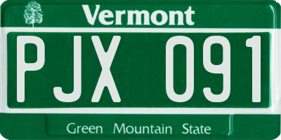 VT license plate PJX091