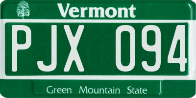 VT license plate PJX094
