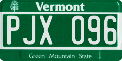 VT license plate PJX096