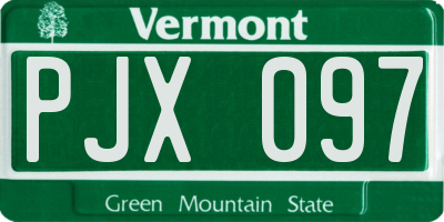 VT license plate PJX097