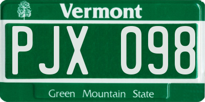 VT license plate PJX098