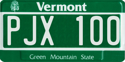 VT license plate PJX100