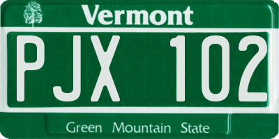 VT license plate PJX102