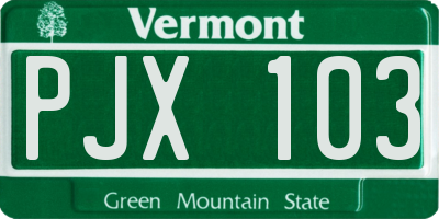 VT license plate PJX103