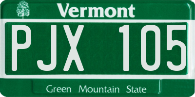 VT license plate PJX105