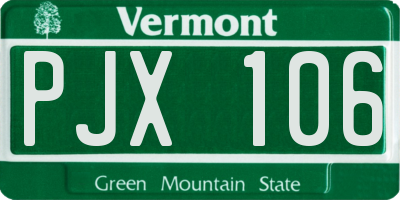 VT license plate PJX106