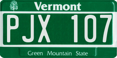 VT license plate PJX107