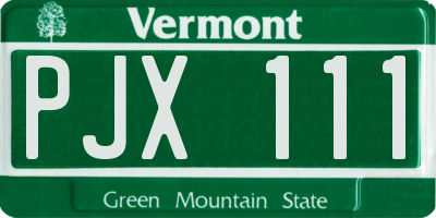 VT license plate PJX111