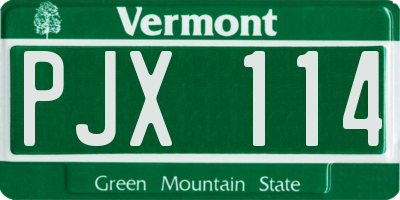 VT license plate PJX114