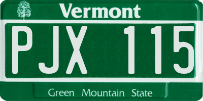 VT license plate PJX115